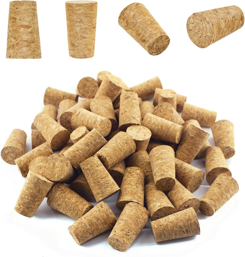 anGrace 100 Pack Corks for Crafts, Tapered Wine Bottle Cork Stoppers Replacement Corks for Wine Beer Bottle, Leakproof - Image 1